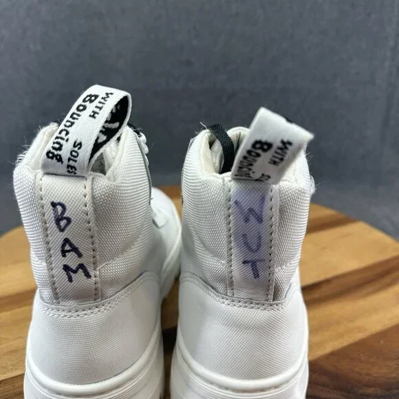 Dr. Martens Air Wair Combs Womens Size 5 White Combat Canvas Lace Up Ankle Boots - Picture 7 of 10